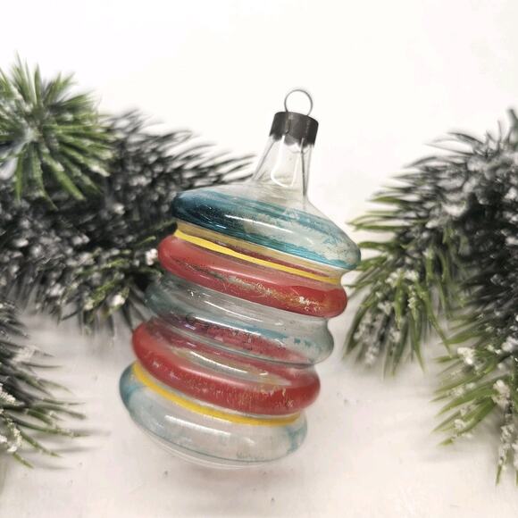 Vintage WWII era Unsilvered Glass Barrel Shape Christmas Tree Ornament - Picture 5 of 5